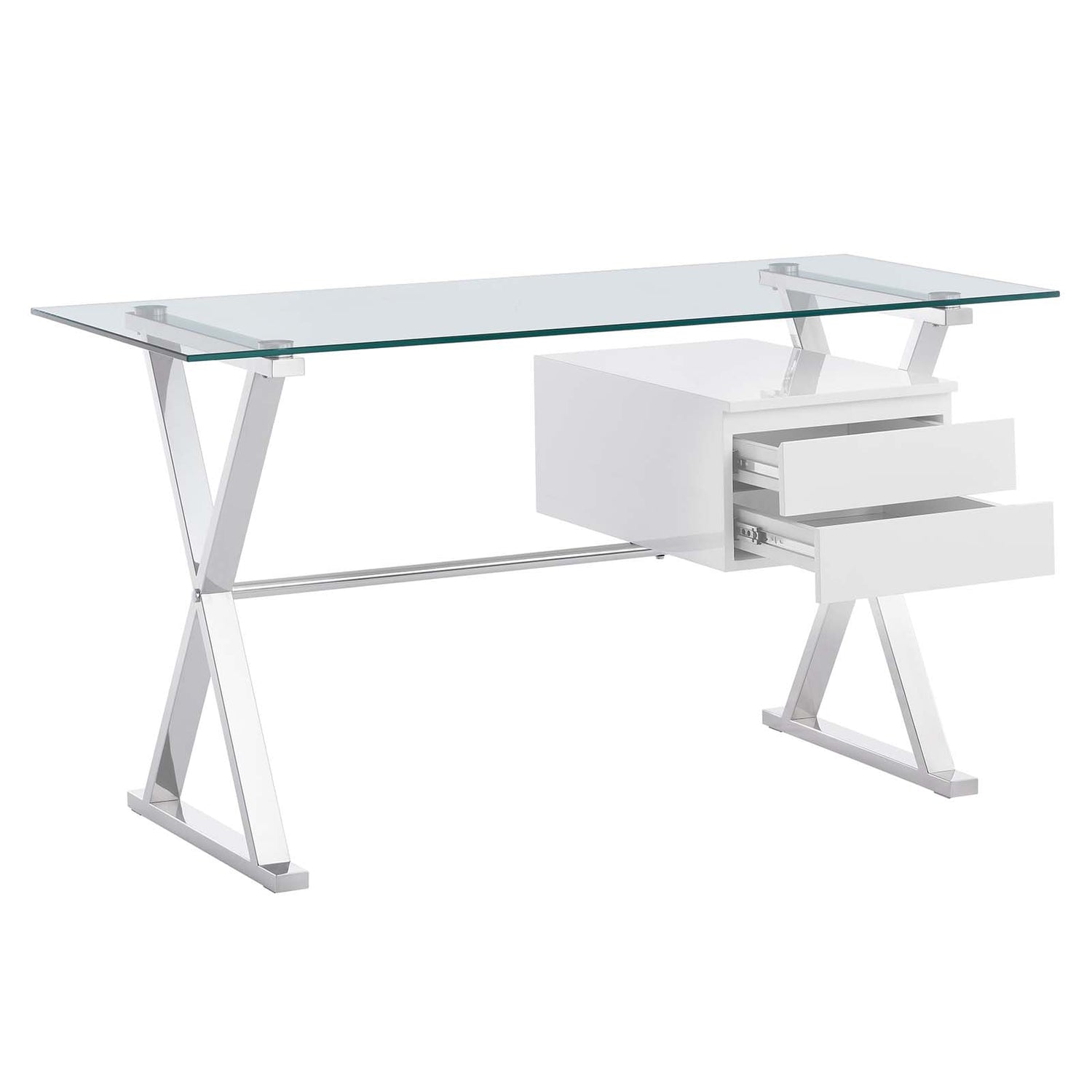 Sector 56&quot; Glass Top Glass Office Desk By HouseBean