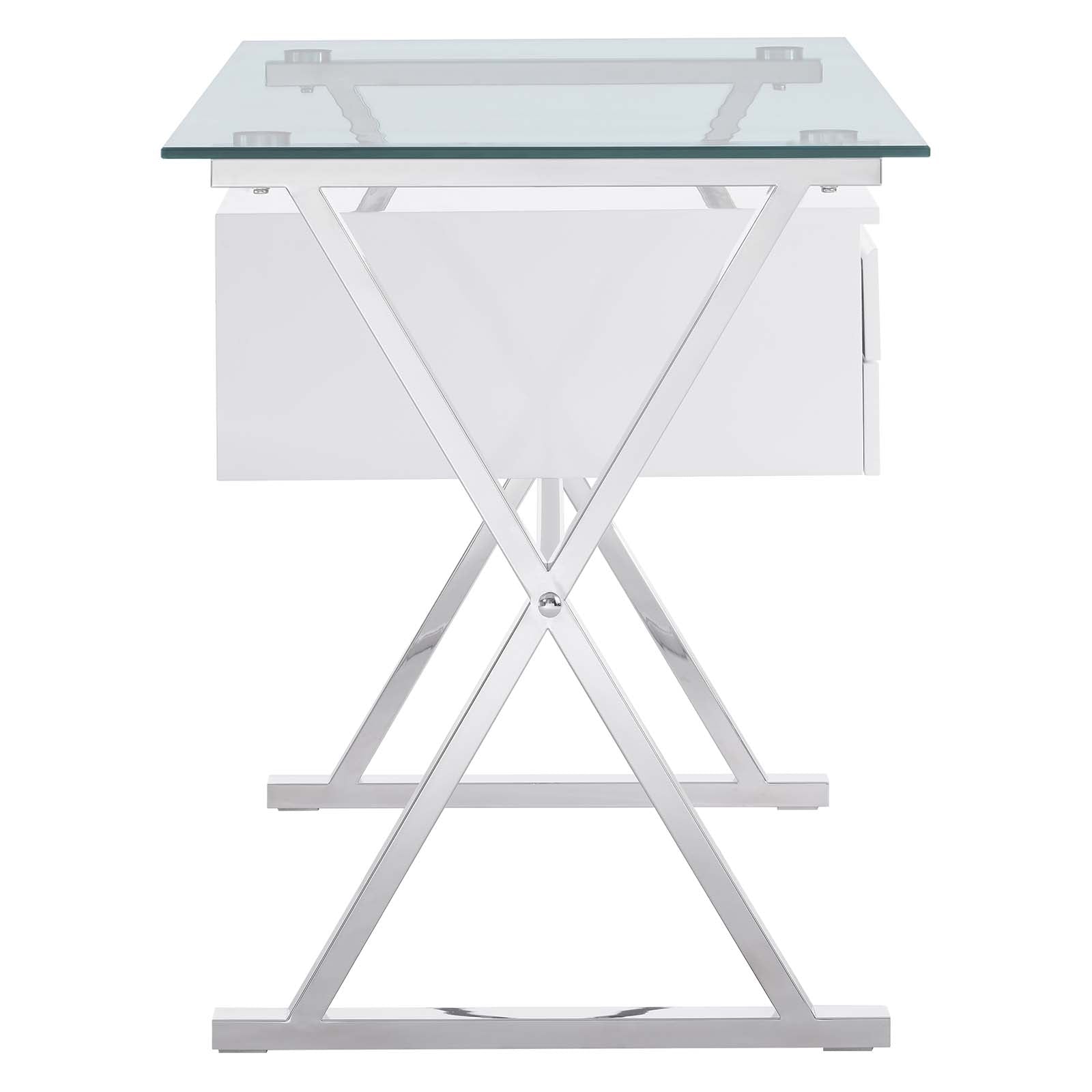 Sector 56&quot; Glass Top Glass Office Desk By HouseBean