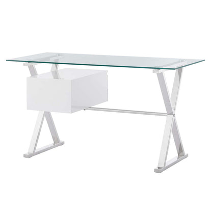 Sector 56&quot; Glass Top Glass Office Desk By HouseBean