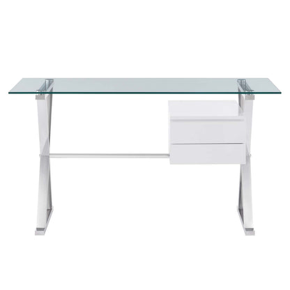 Sector 56&quot; Glass Top Glass Office Desk By HouseBean