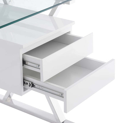 Sector 56&quot; Glass Top Glass Office Desk By HouseBean