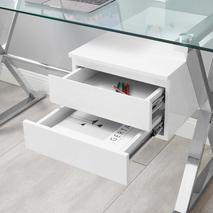 Sector 56&quot; Glass Top Glass Office Desk By HouseBean