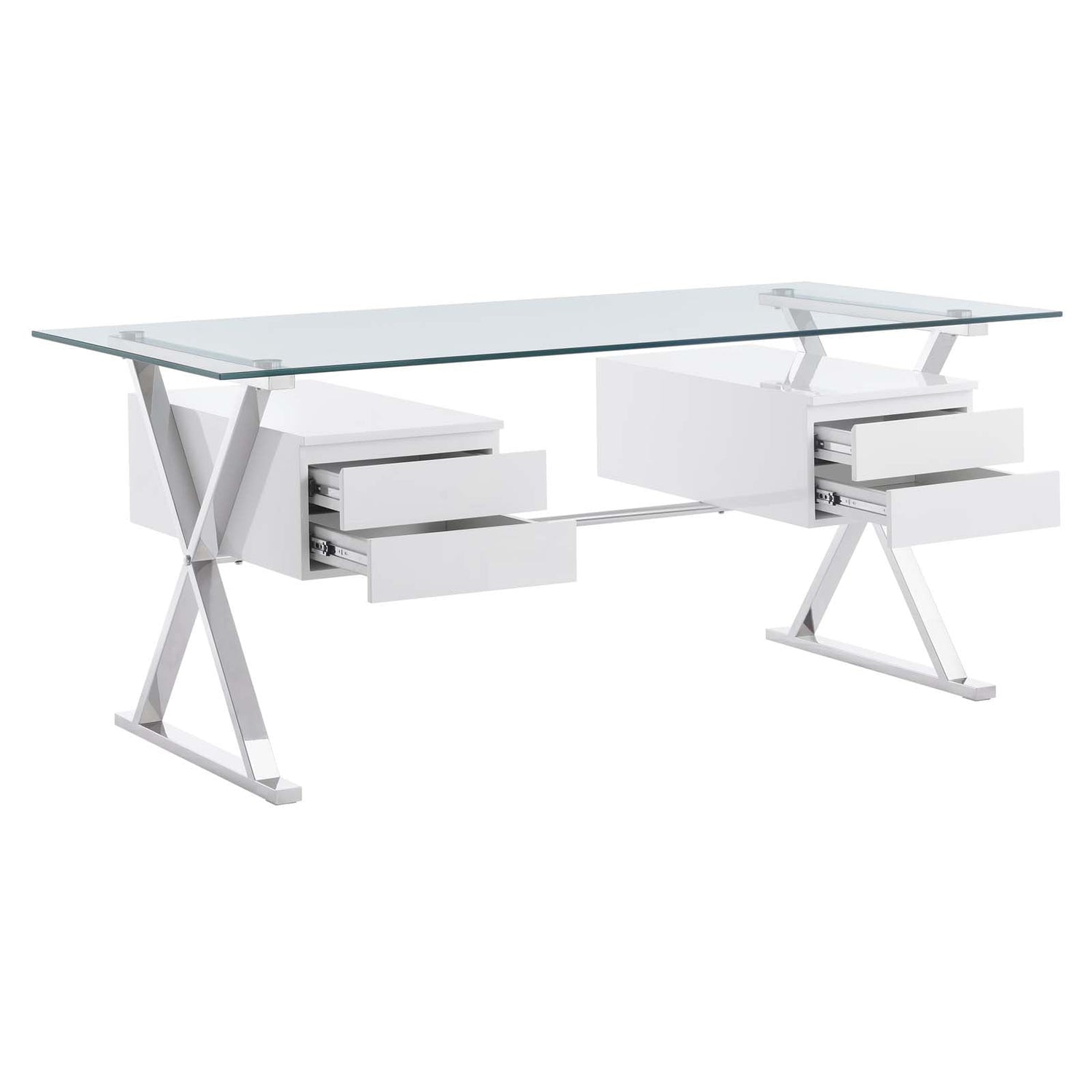 Sector 71&quot; Glass Top Glass Office Desk By HouseBean