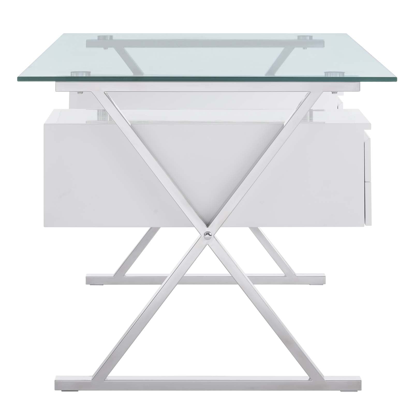 Sector 71&quot; Glass Top Glass Office Desk By HouseBean