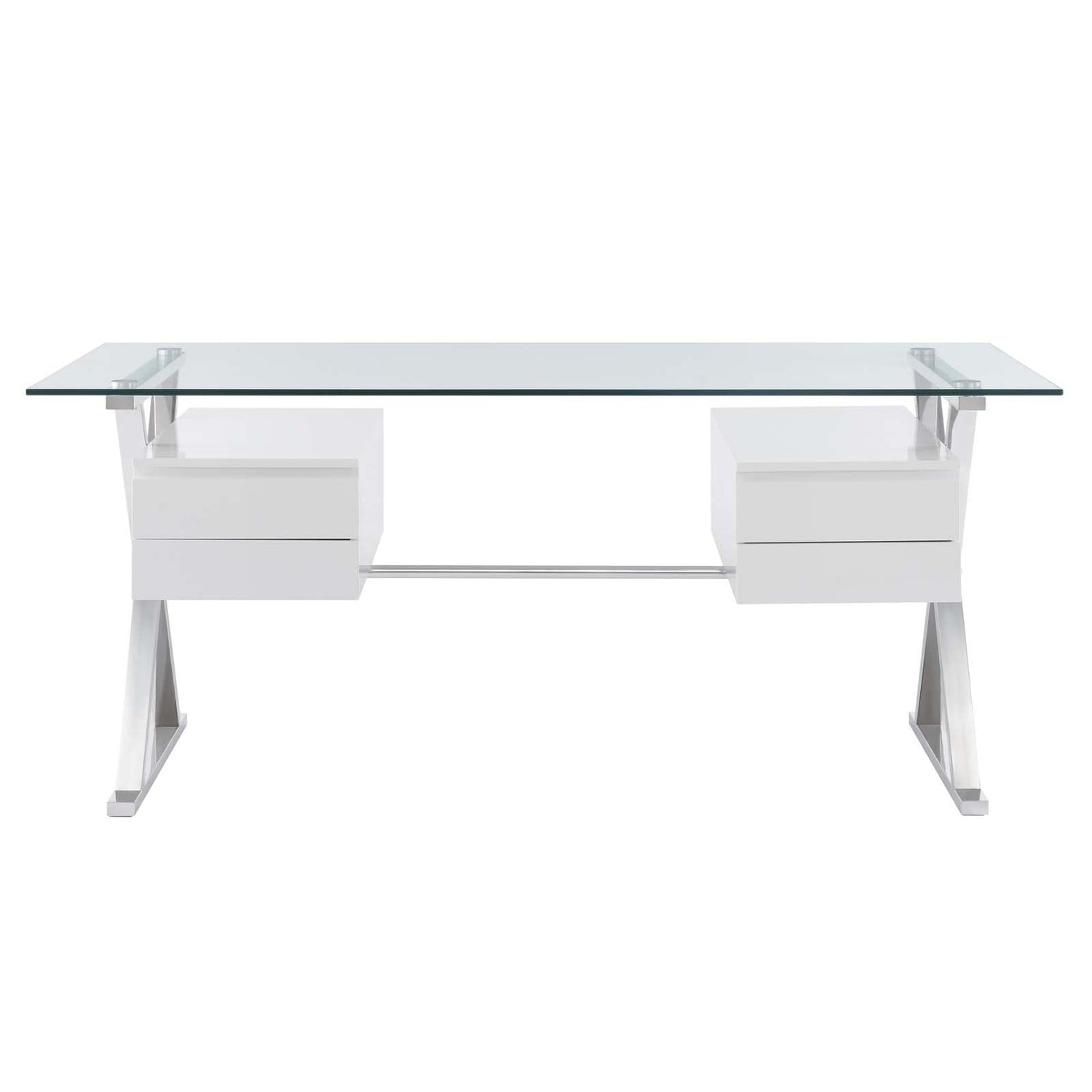 Sector 71&quot; Glass Top Glass Office Desk By HouseBean