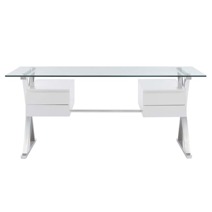 Sector 71&quot; Glass Top Glass Office Desk By HouseBean