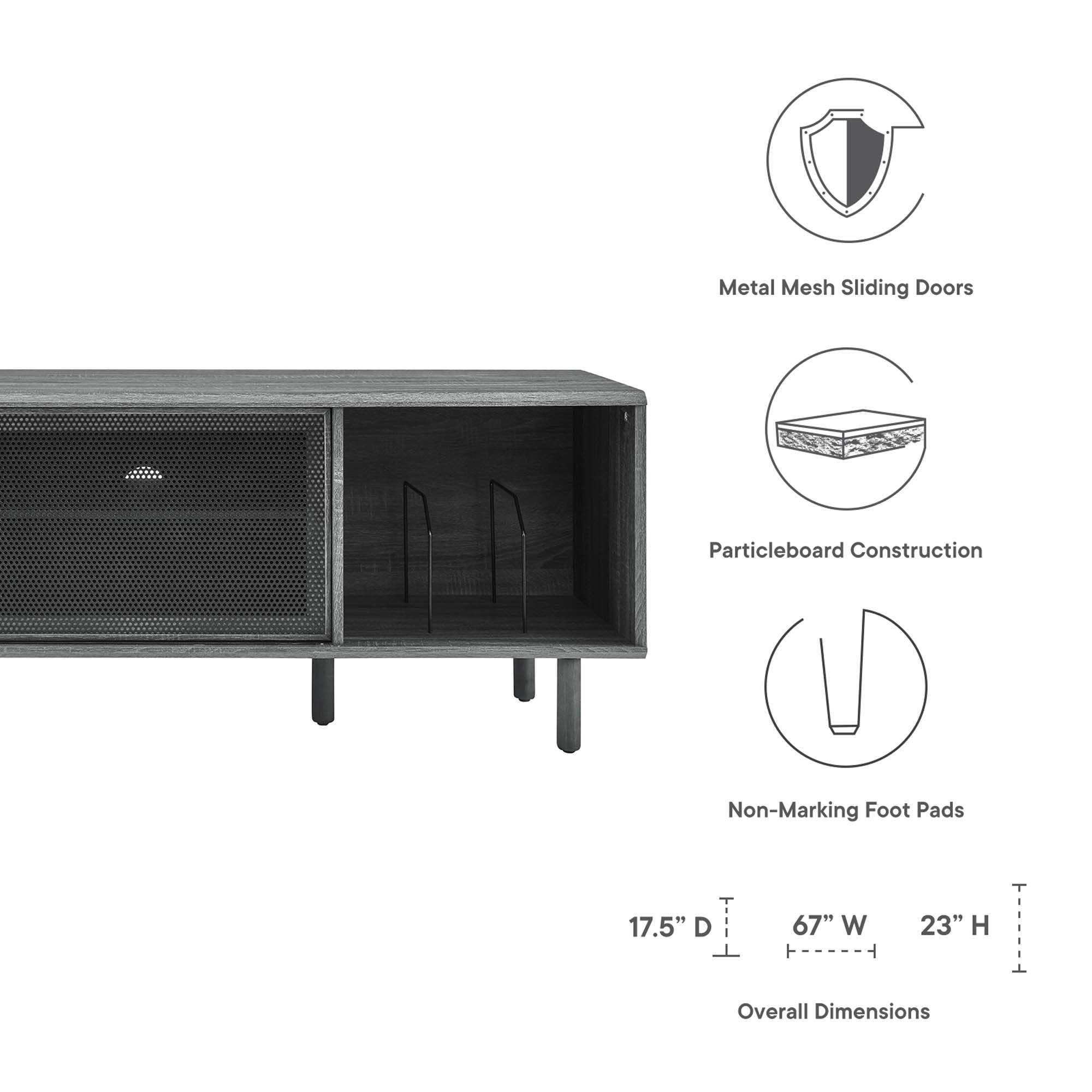 Kurtis 67&quot; TV and Vinyl Record Stand by Modway