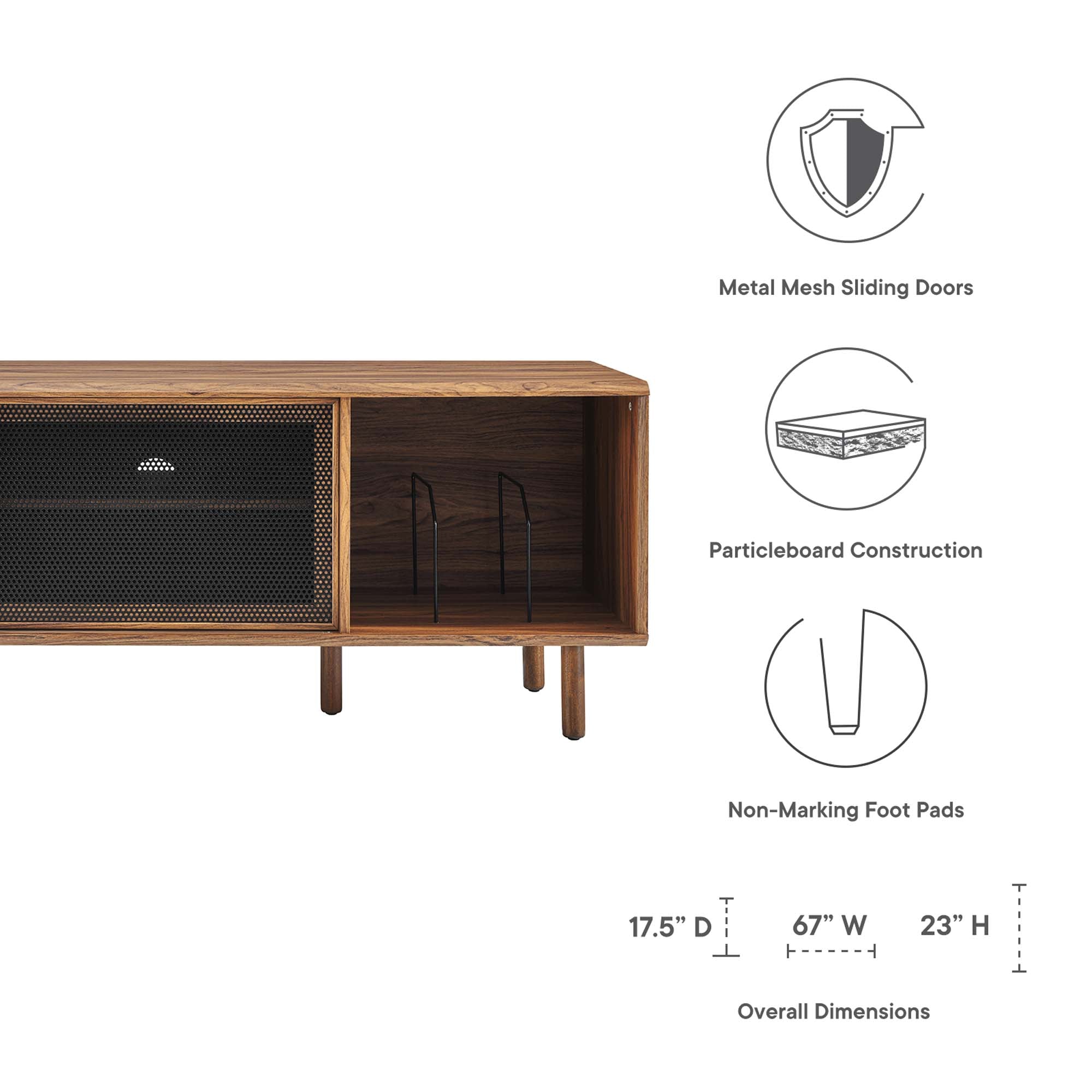 Kurtis 67&quot; TV and Vinyl Record Stand by Modway