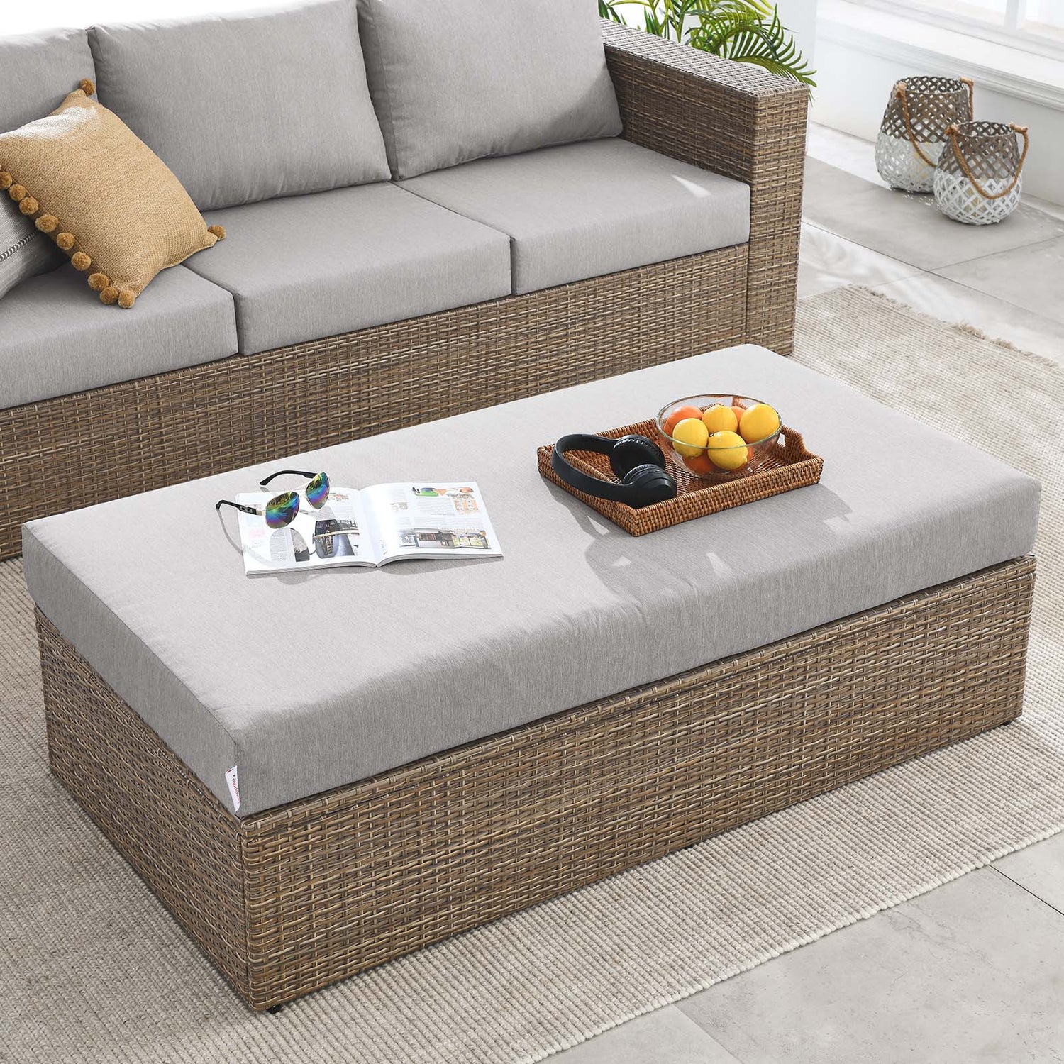 Convene Outdoor Patio Outdoor Patio Rectangle Ottoman By HouseBean