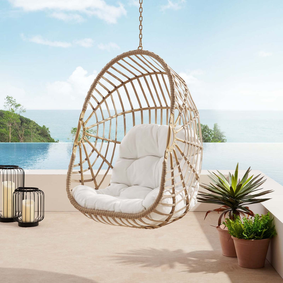 Amalie Wicker Rattan Outdoor Patio Rattan Swing Chair without Stand By HouseBean