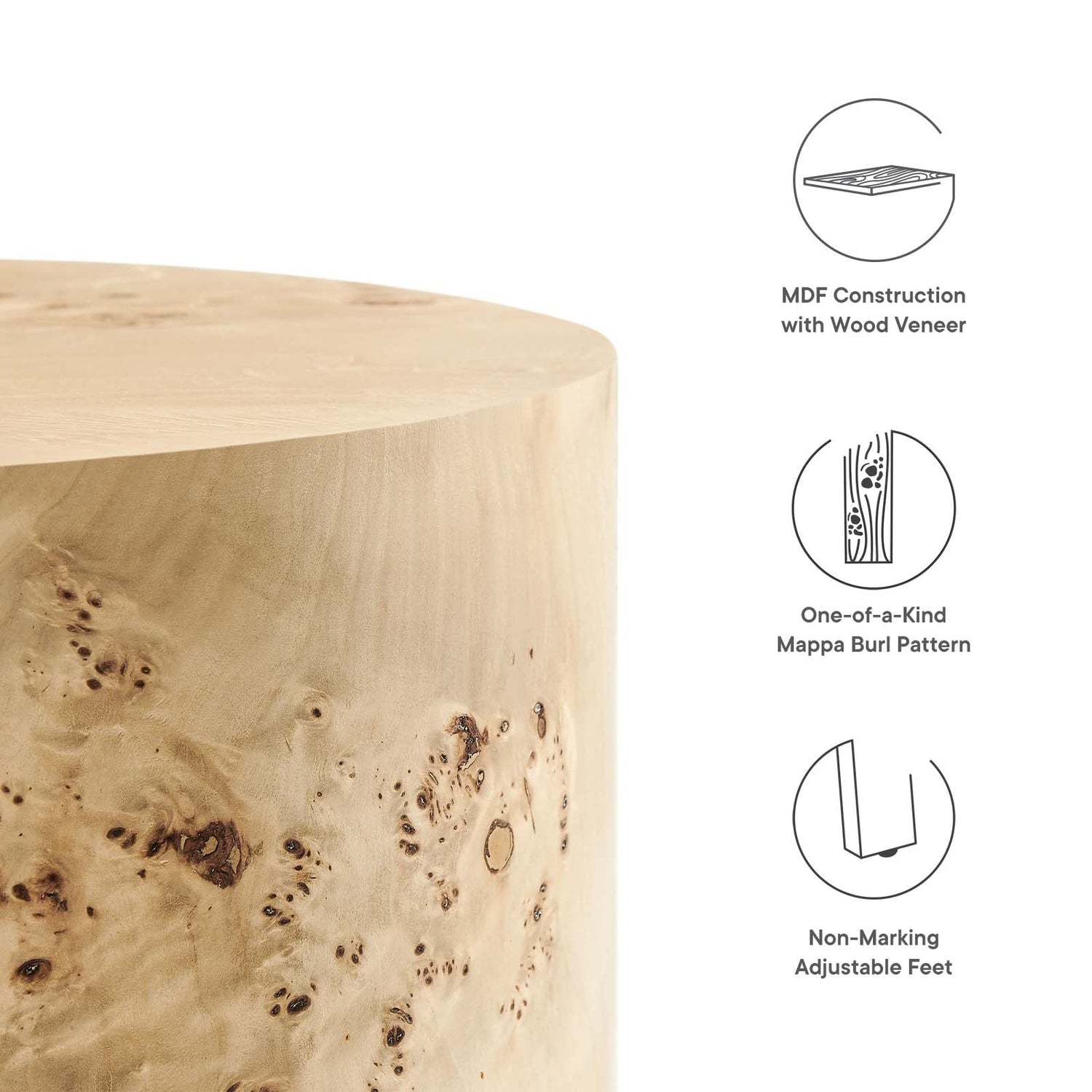 Cosmos 16&quot; Round Burl Wood Side Table By HouseBean