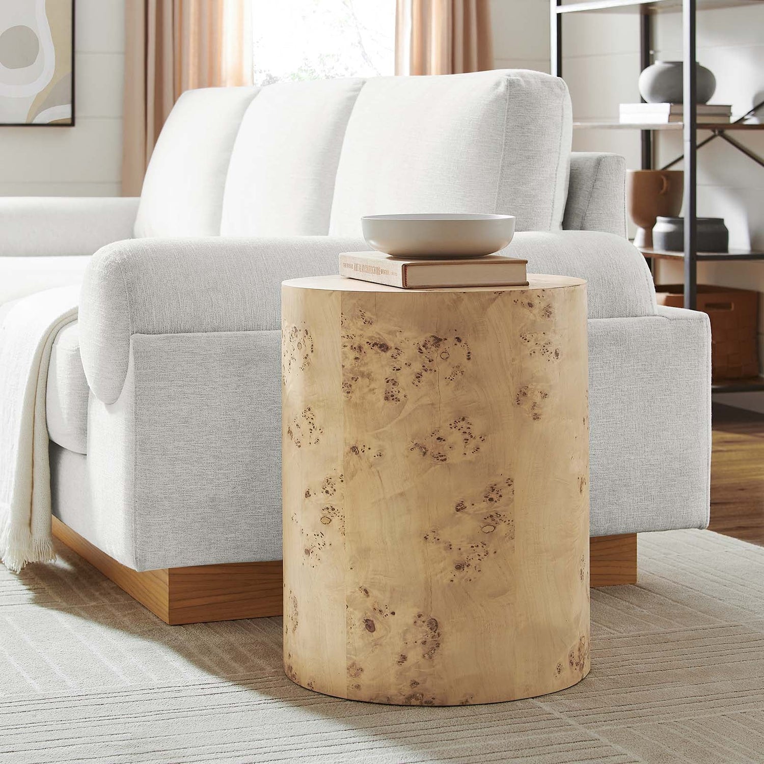 Cosmos 16&quot; Round Burl Wood Side Table By HouseBean