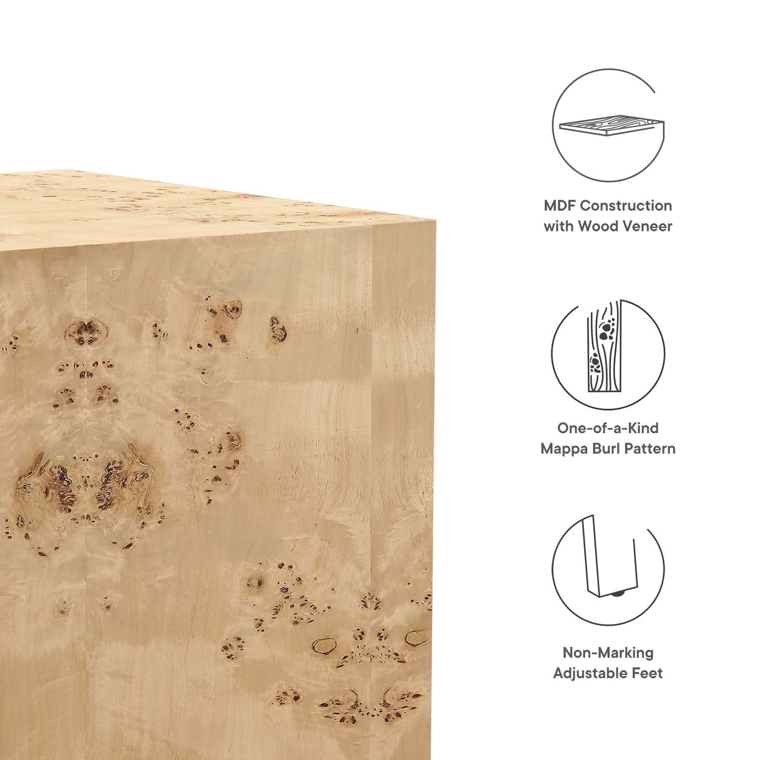 Cosmos 16&quot; Square Burl Wood Side Table By HouseBean