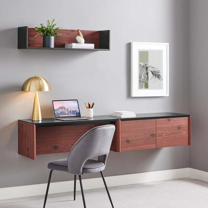 Kinetic 38&quot; Wall-Mount Office Desk With Cabinet and Shelf By HouseBean