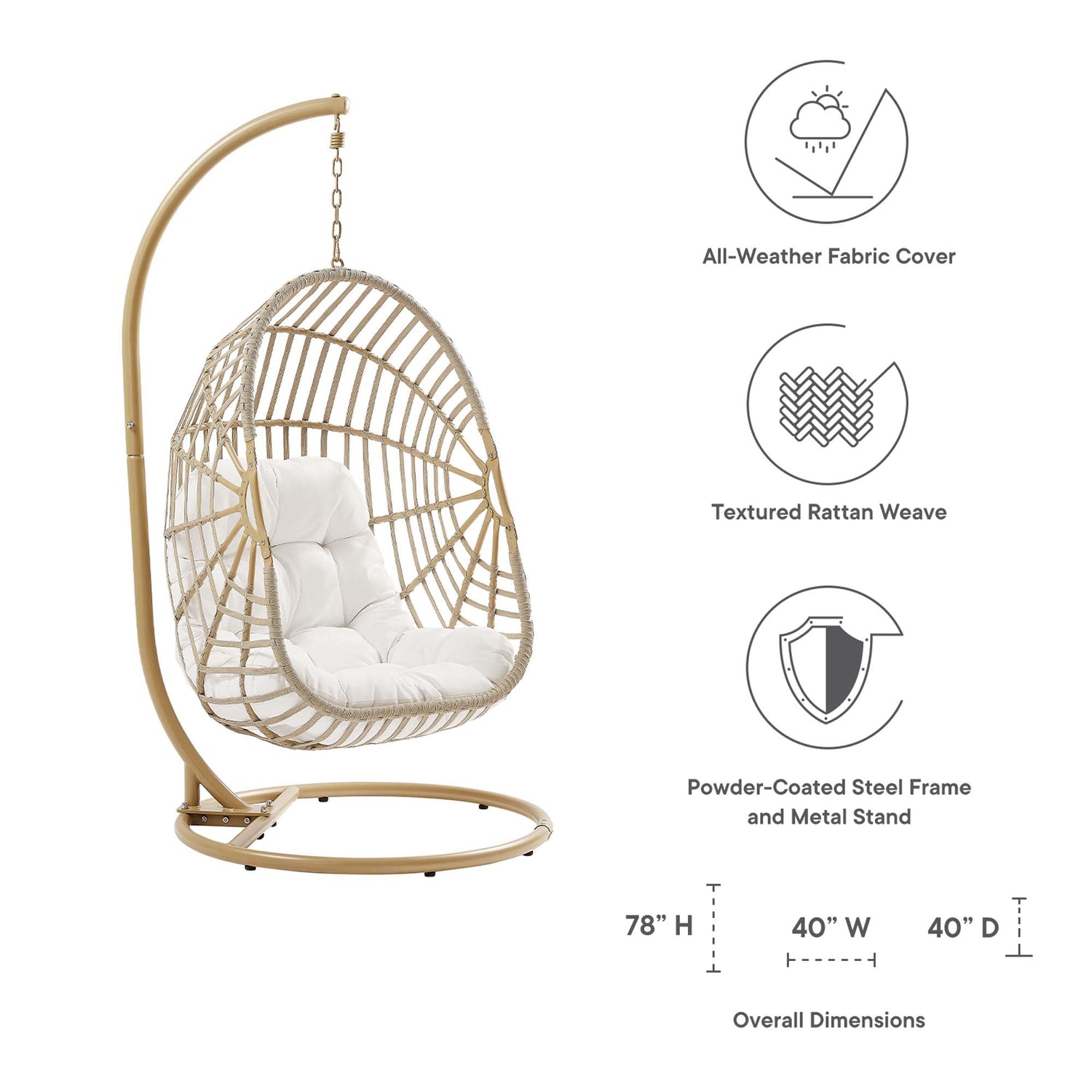 Amalie Wicker Rattan Outdoor Patio Rattan Swing Chair by Modway