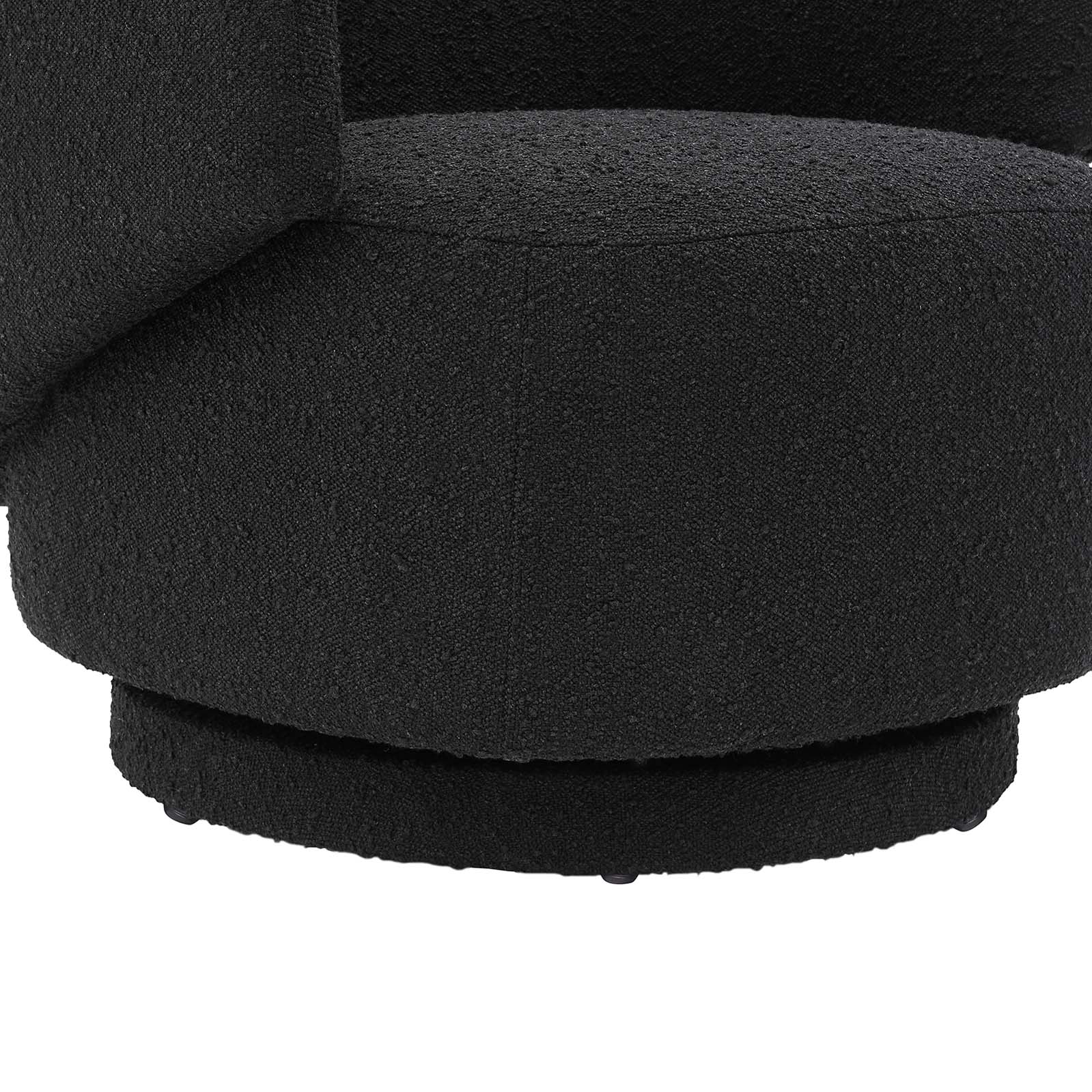 Celestia Boucle Fabric Fabric and Wood Swivel Chair By HouseBean