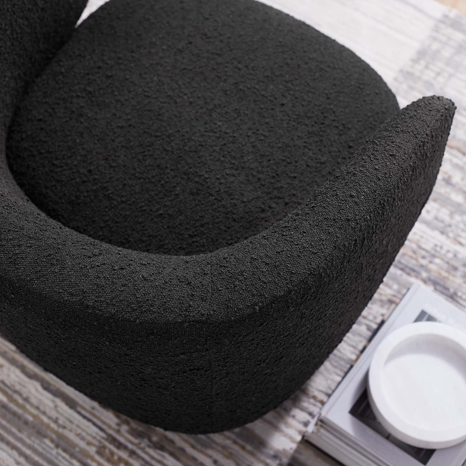 Celestia Boucle Fabric Fabric and Wood Swivel Chair By HouseBean