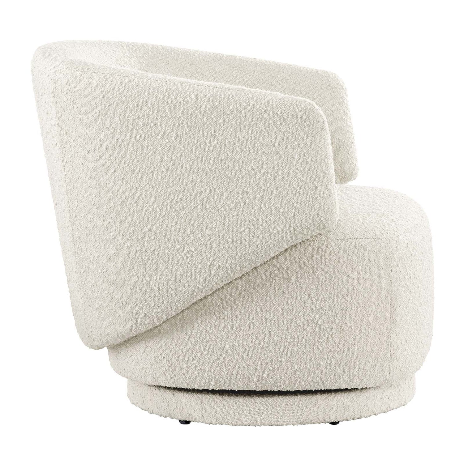 Celestia Boucle Fabric Fabric and Wood Swivel Chair By HouseBean