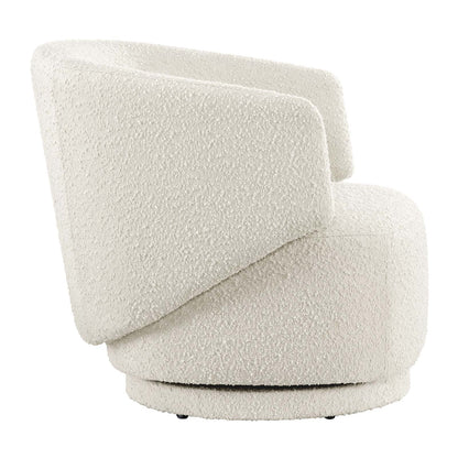 Celestia Boucle Fabric Fabric and Wood Swivel Chair By HouseBean