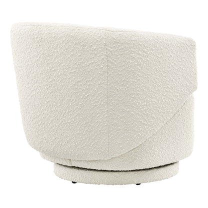 Celestia Boucle Fabric Fabric and Wood Swivel Chair By HouseBean