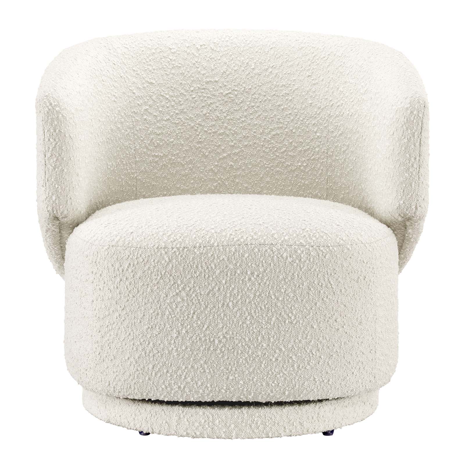 Celestia Boucle Fabric Fabric and Wood Swivel Chair By HouseBean