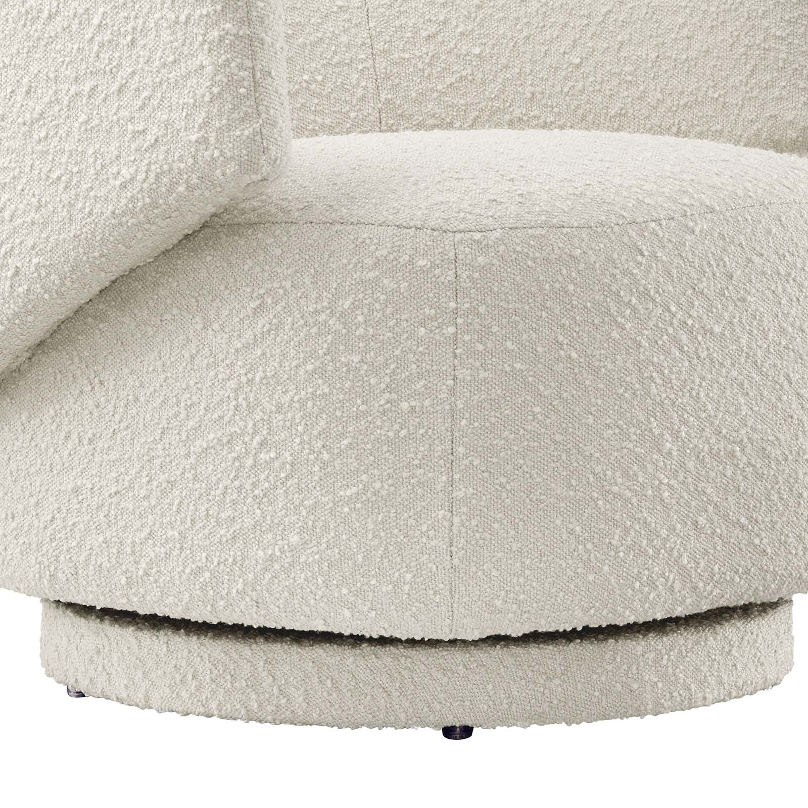 Celestia Boucle Fabric Fabric and Wood Swivel Chair By HouseBean