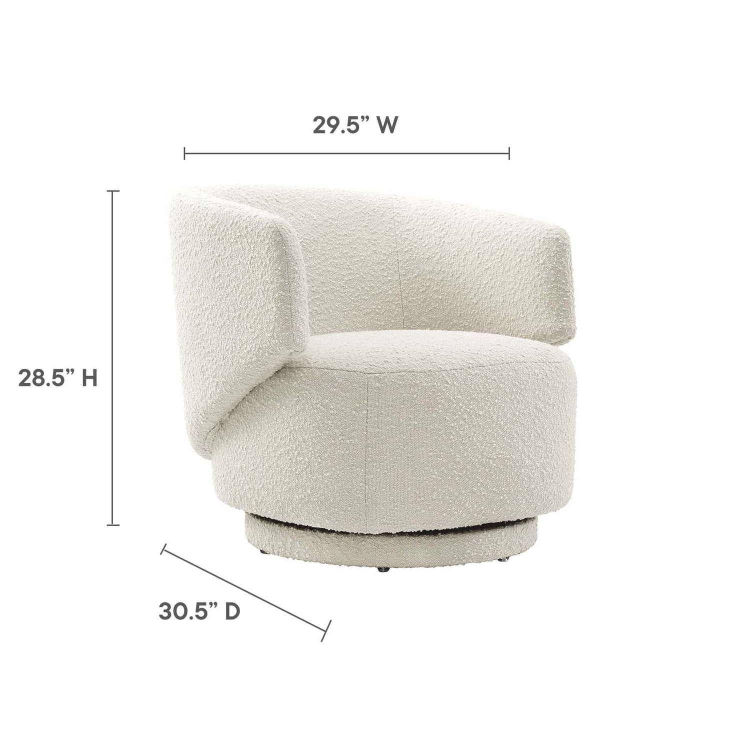 Celestia Boucle Fabric Fabric and Wood Swivel Chair By HouseBean