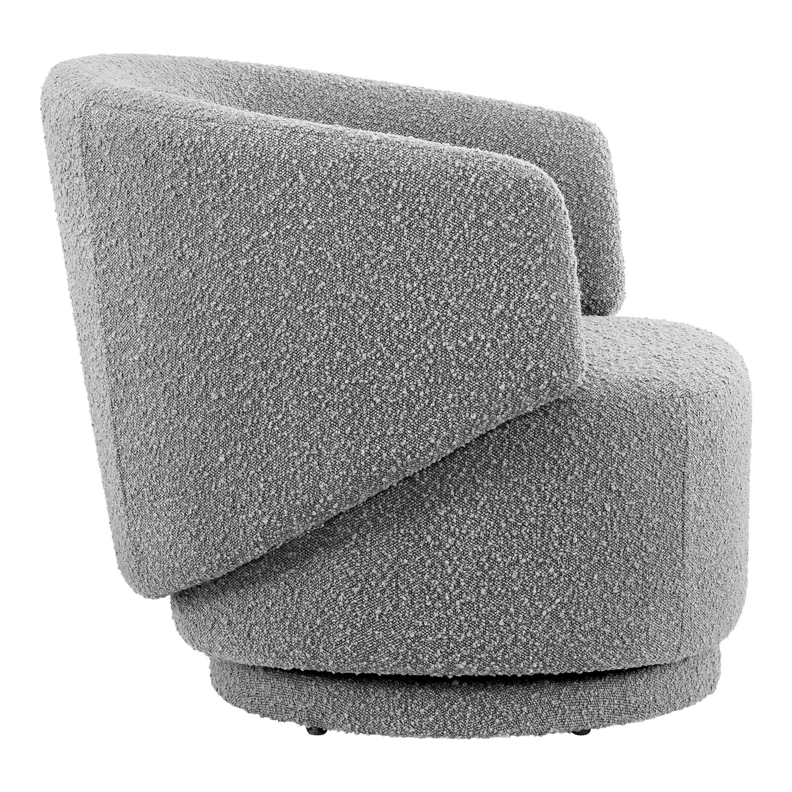 Celestia Boucle Fabric Fabric and Wood Swivel Chair By HouseBean