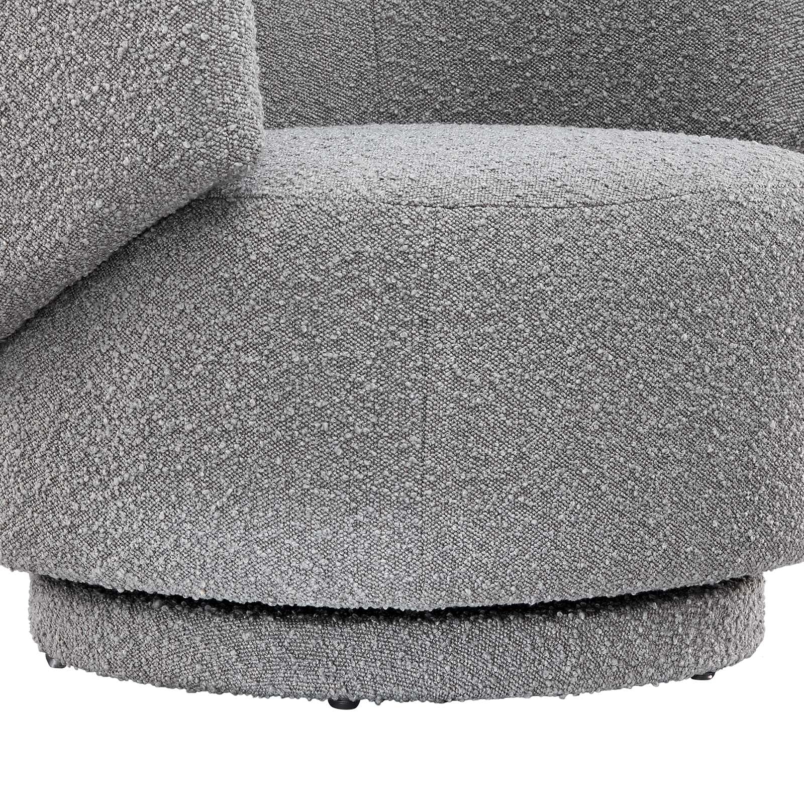 Celestia Boucle Fabric Fabric and Wood Swivel Chair By HouseBean