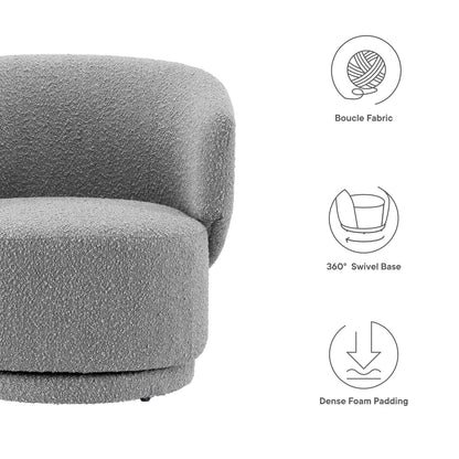 Celestia Boucle Fabric Fabric and Wood Swivel Chair By HouseBean