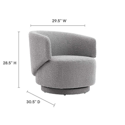 Celestia Boucle Fabric Fabric and Wood Swivel Chair By HouseBean