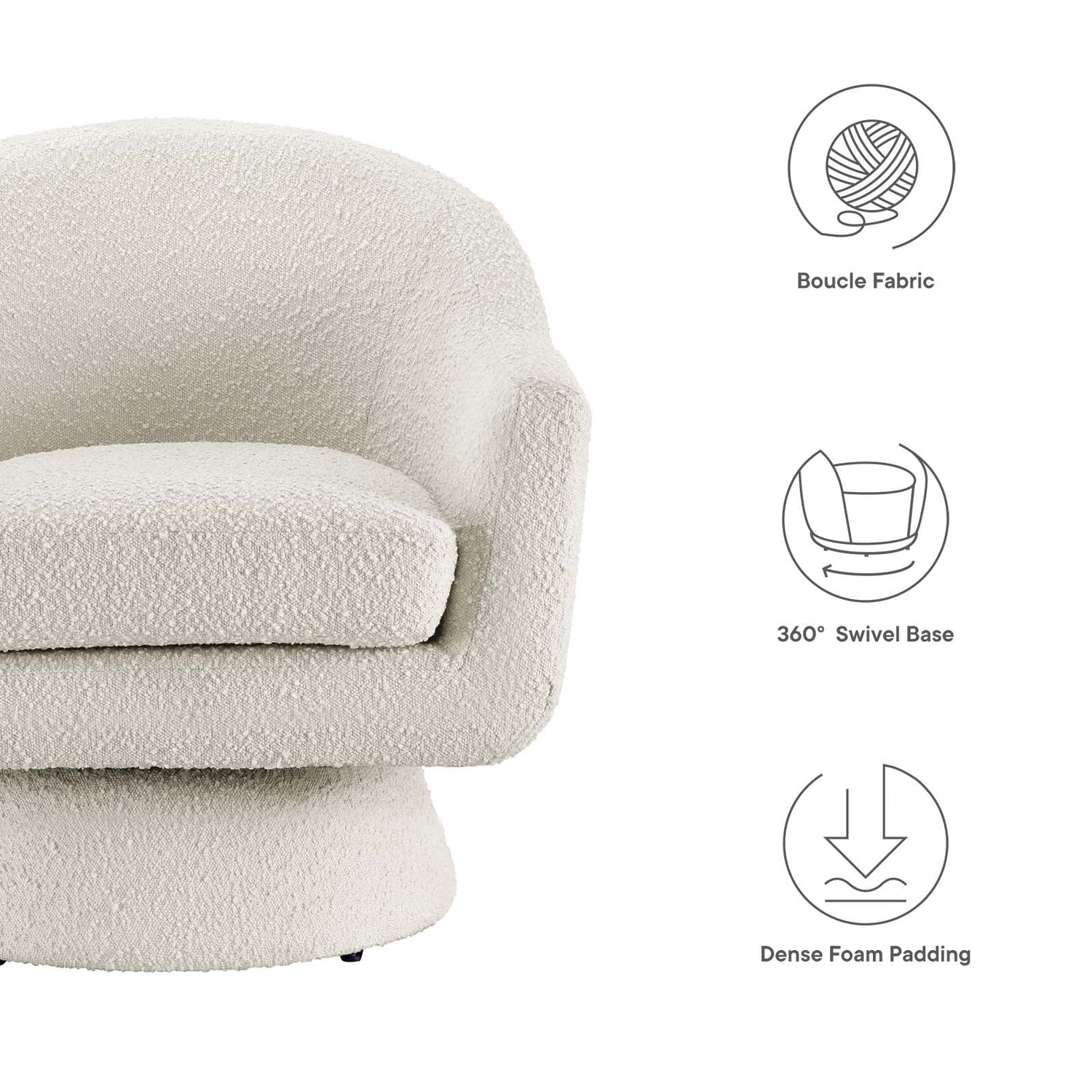 Astral Boucle Fabric Boucle Fabric Swivel Chair By HouseBean