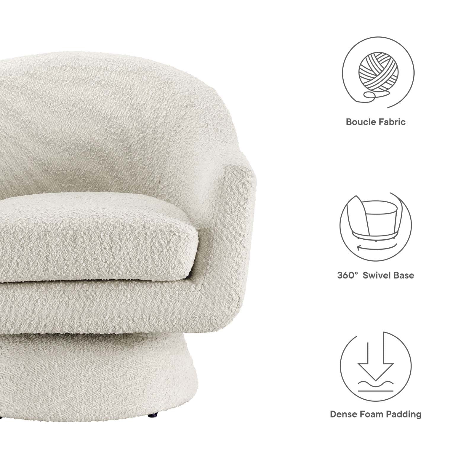 Astral Boucle Fabric Boucle Fabric Swivel Chair By HouseBean