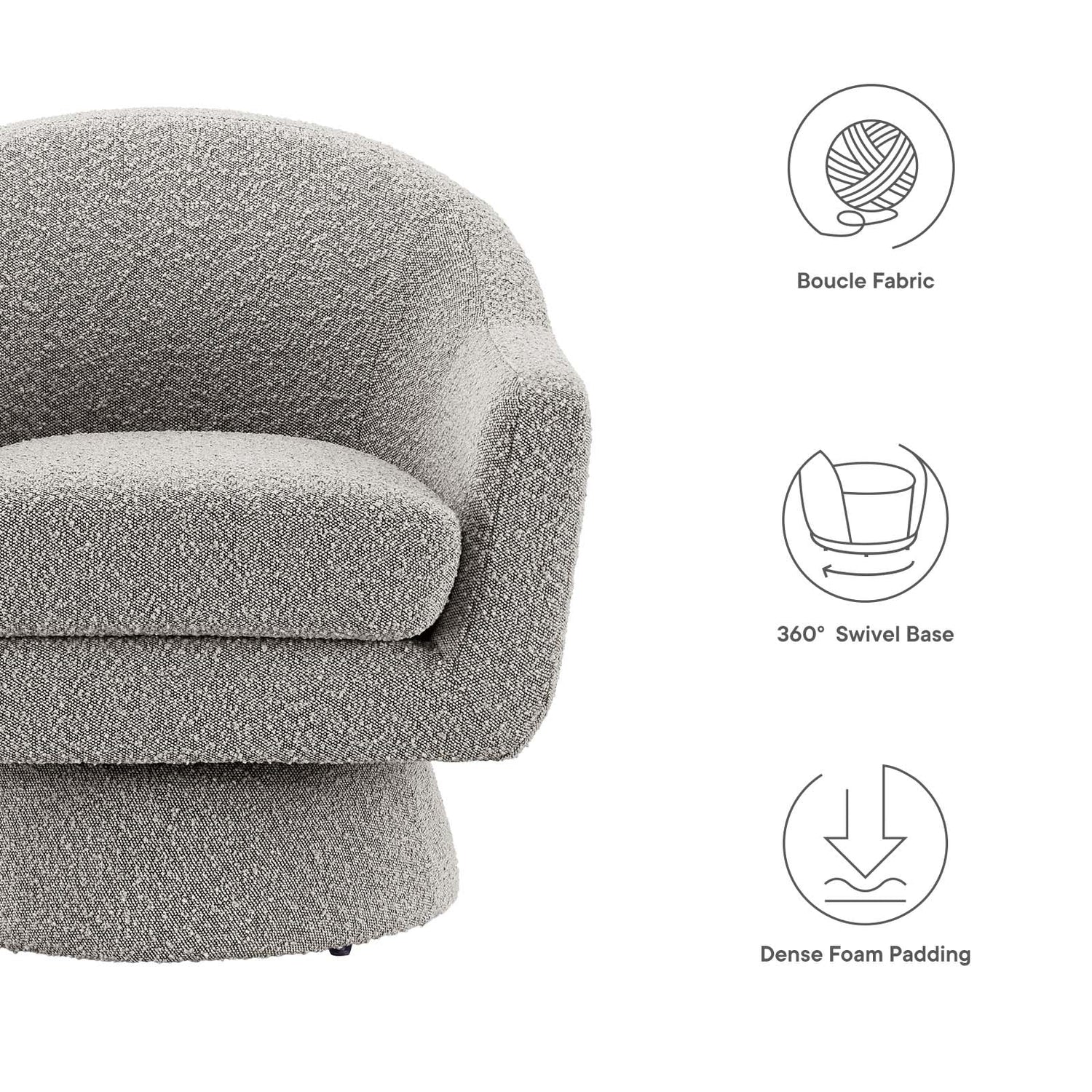 Astral Boucle Fabric Boucle Fabric Swivel Chair By HouseBean