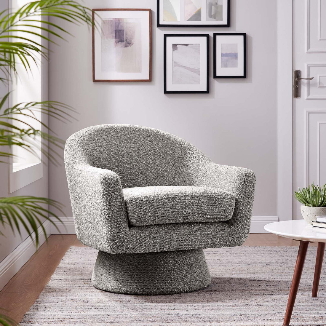 Astral Boucle Fabric Boucle Fabric Swivel Chair By HouseBean