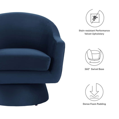 Astral Performance Velvet Fabric and Wood Swivel Chair By HouseBean