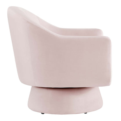 Astral Performance Velvet Fabric and Wood Swivel Chair By HouseBean