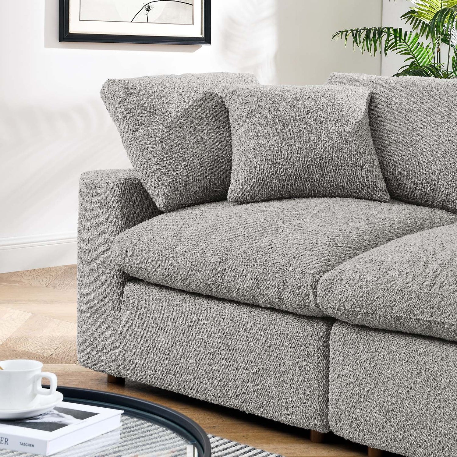 Commix Down Filled Overstuffed Boucle Fabric Loveseat By HouseBean