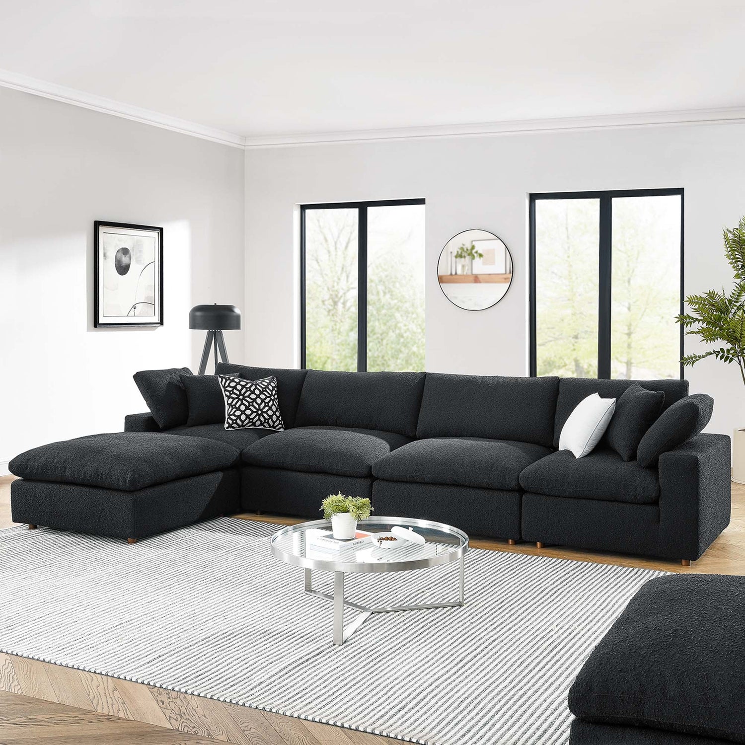 Commix 5-Piece Down Filled Overstuffed Performance Velvet Sectional Sofa by Modway