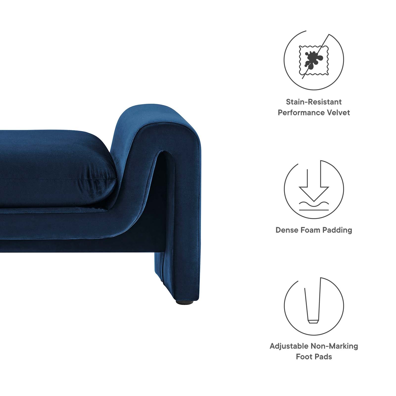 Waverly Performance Velvet Bench By HouseBean