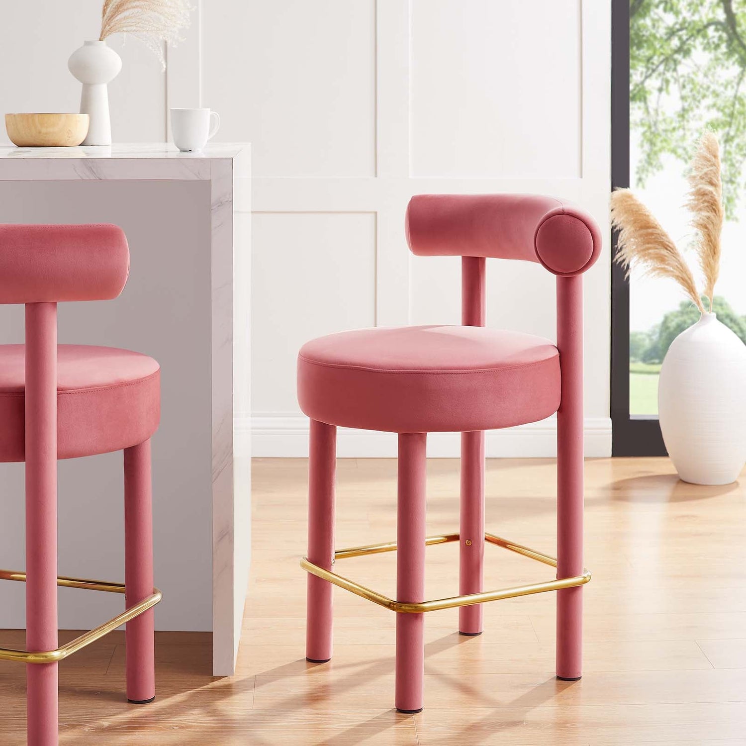 Toulouse Performance Velvet Counter Stool By HouseBean