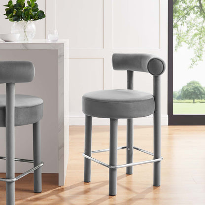 Toulouse Performance Velvet Counter Stool By HouseBean