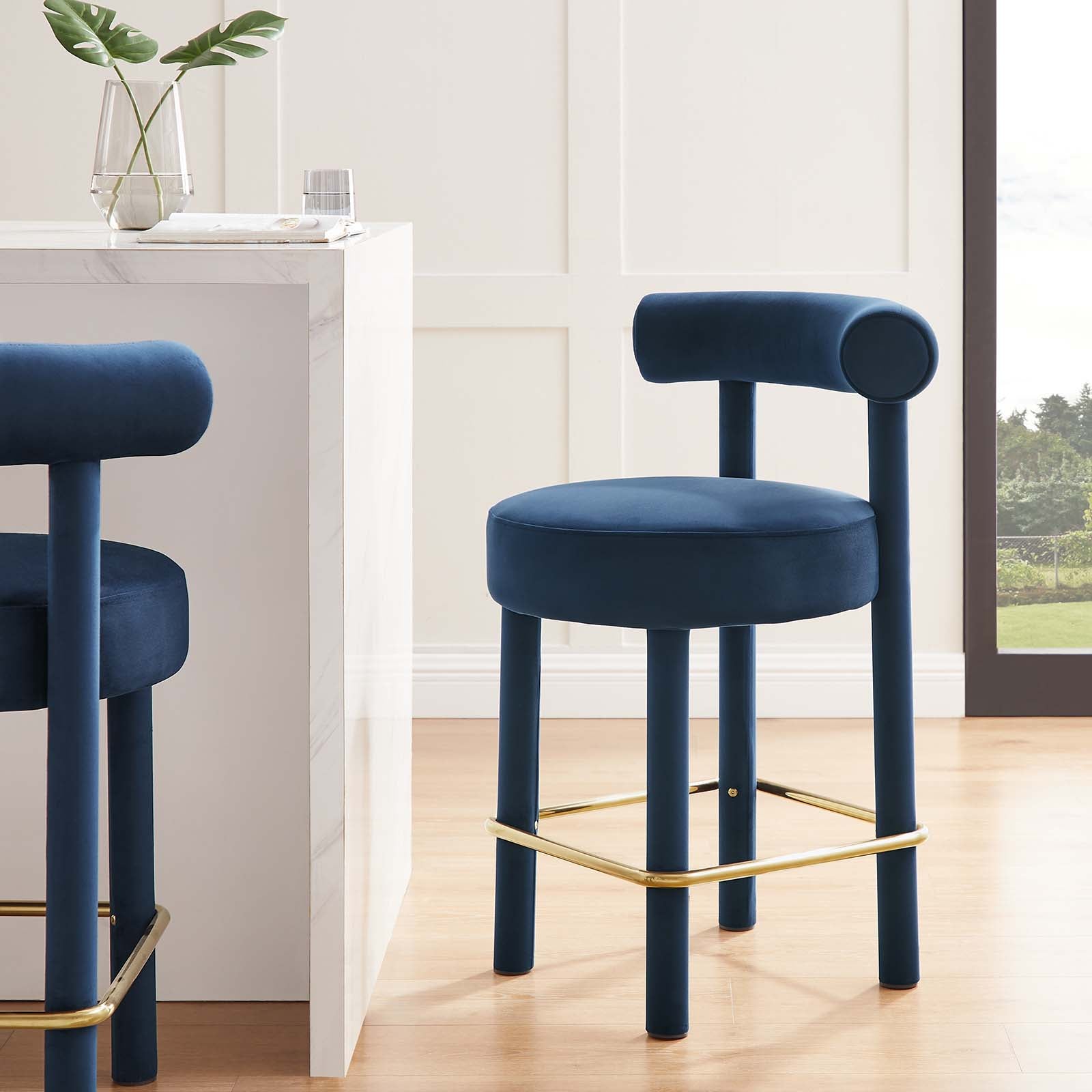 Toulouse Performance Velvet Counter Stool By HouseBean