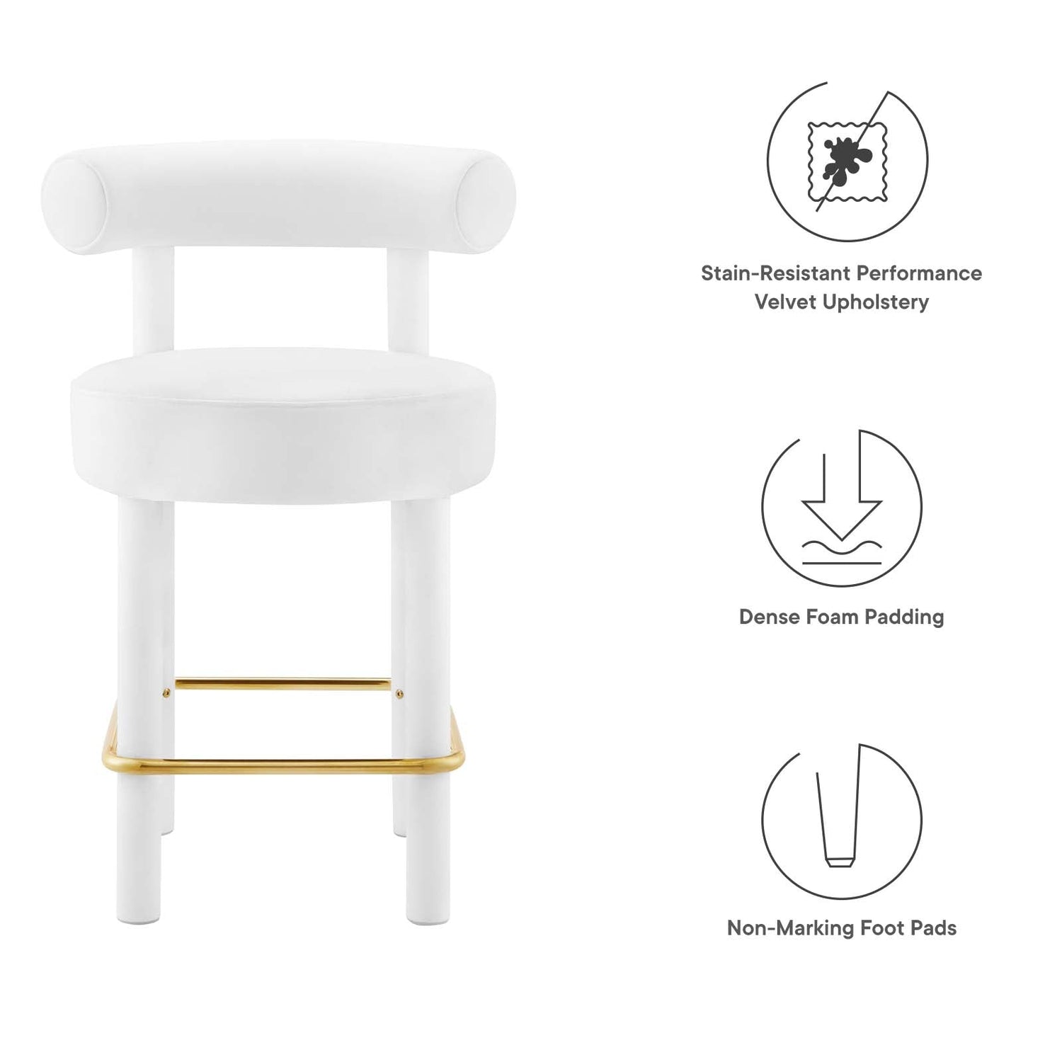 Toulouse Performance Velvet Counter Stool By HouseBean