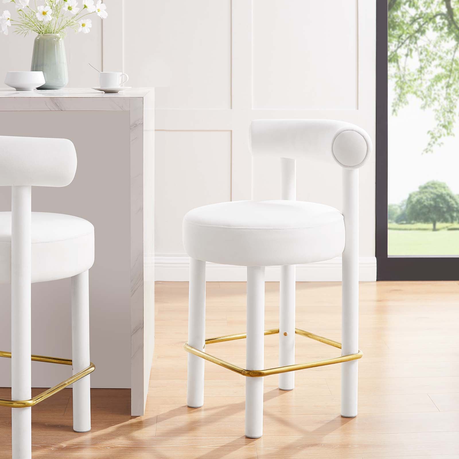 Toulouse Performance Velvet Counter Stool By HouseBean