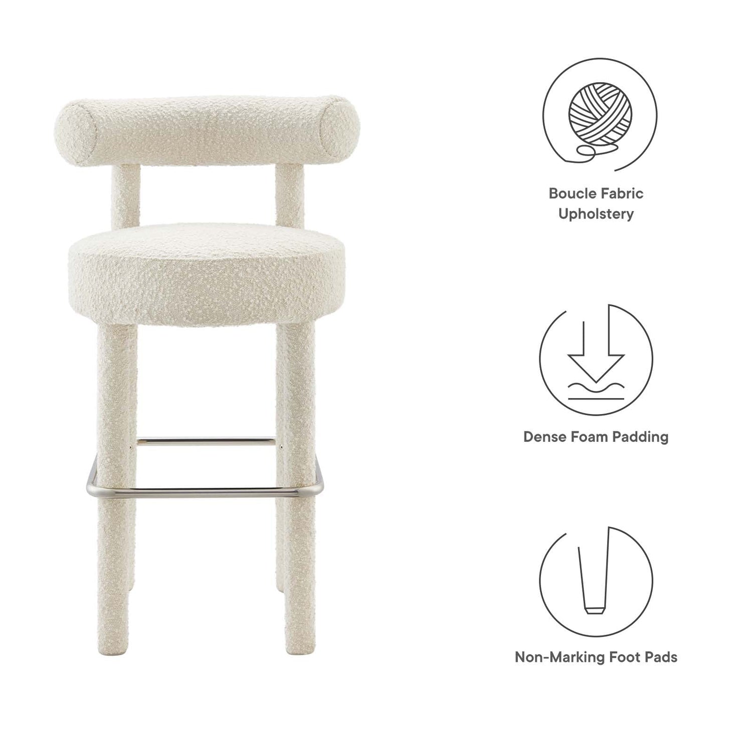 Toulouse Boucle Fabric Bar Stool By HouseBean