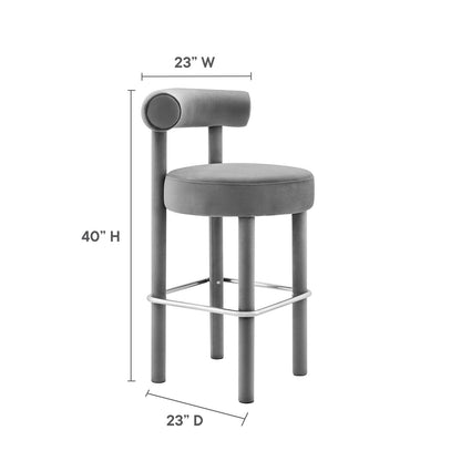 Toulouse Performance Velvet Bar Stool By HouseBean