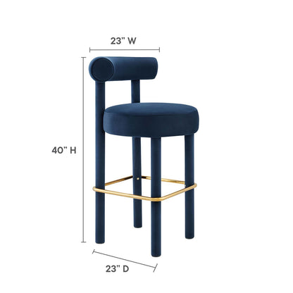 Toulouse Performance Velvet Bar Stool By HouseBean