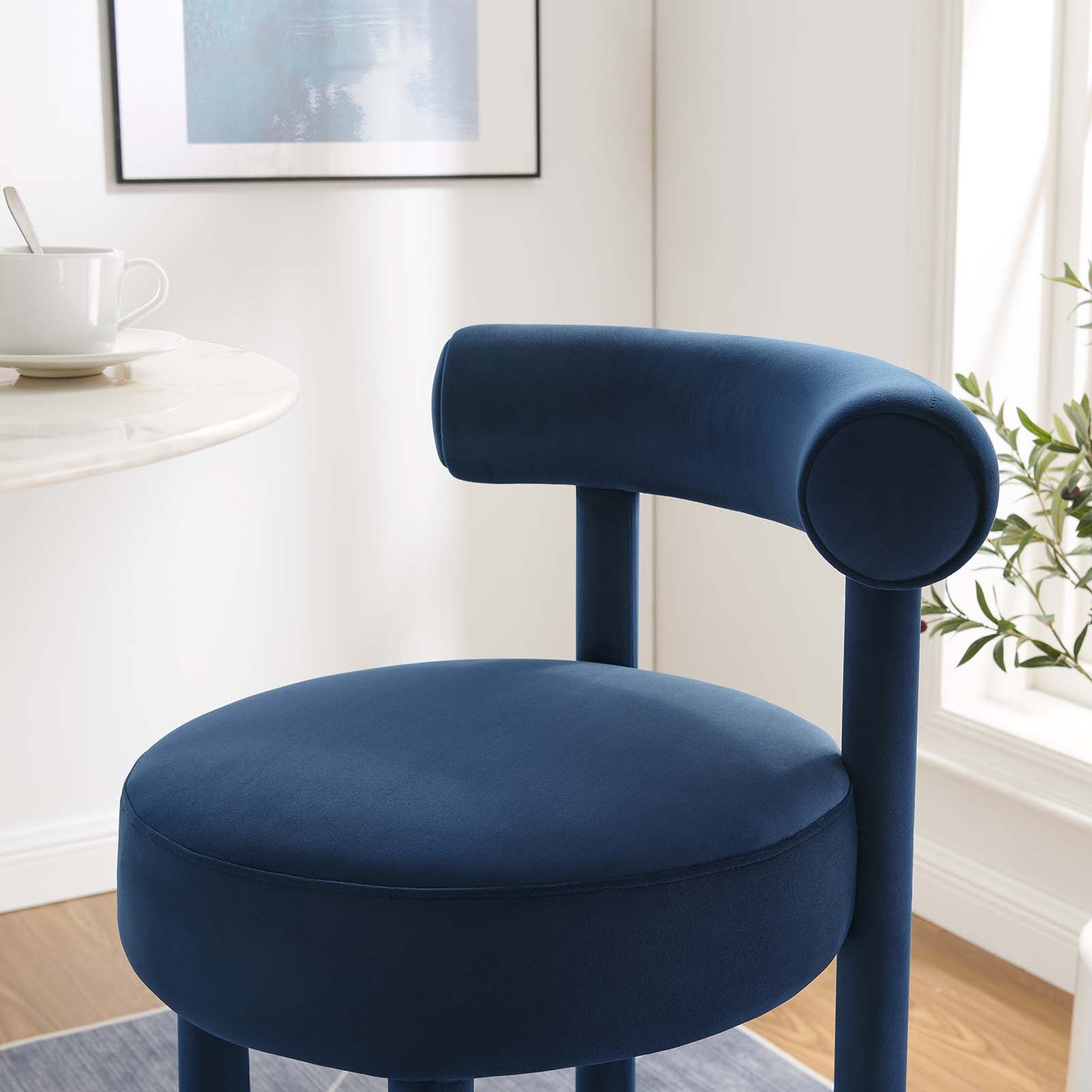 Toulouse Performance Velvet Bar Stool By HouseBean