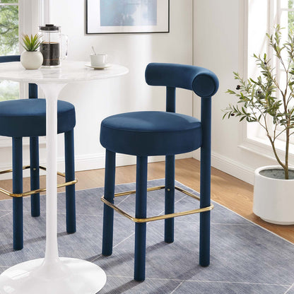 Toulouse Performance Velvet Bar Stool By HouseBean